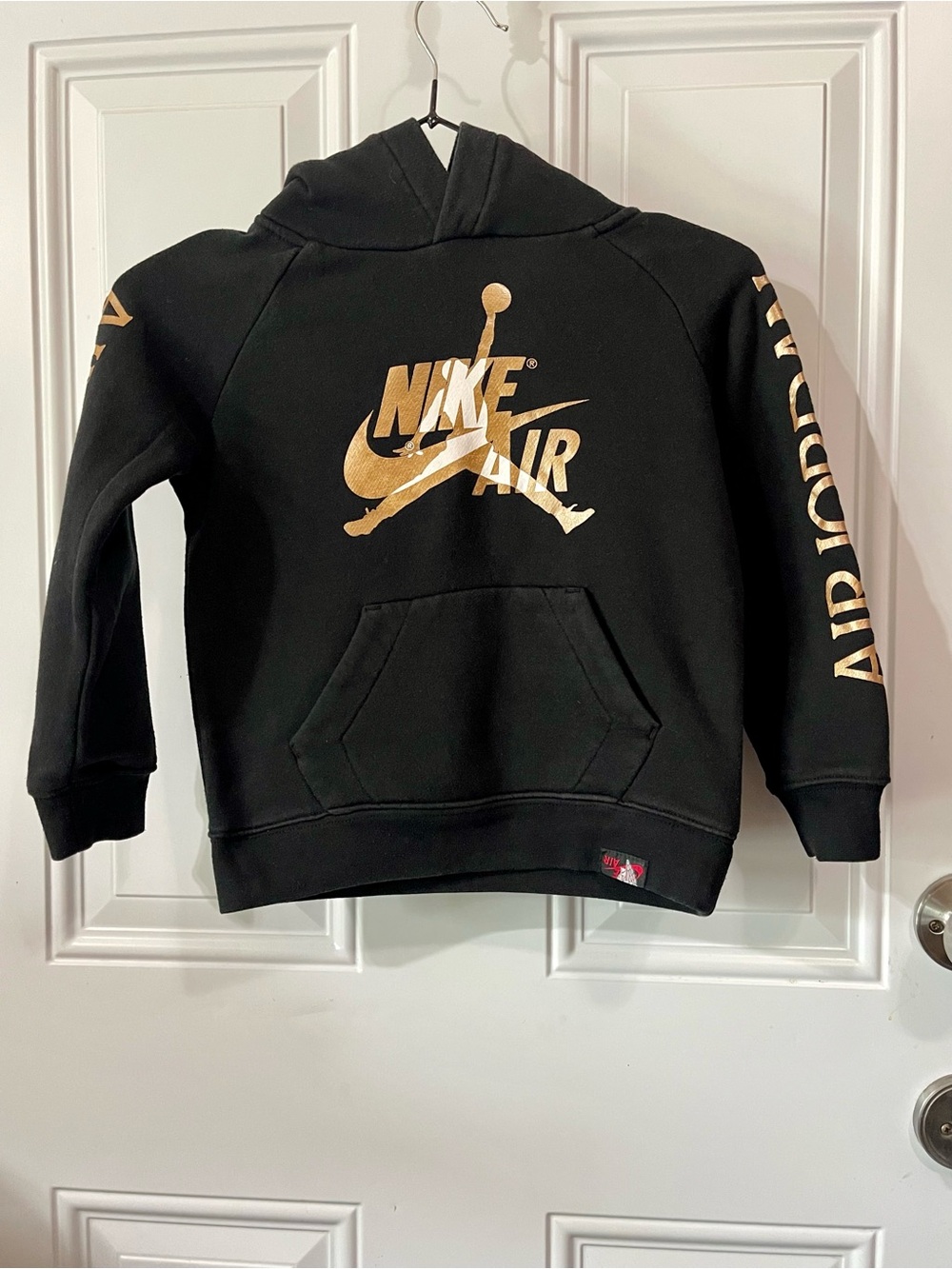 Nike Kids Black Hoodie with Gold Nike Air Jumpman Graphics - Picture 1 of 2